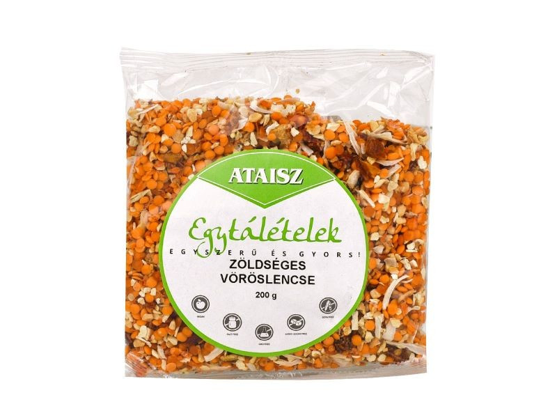 ATAISZ ZÖLDSÉGES VÖRÖSLENCSE PIRÍT. MOGYORÓVAL 200g