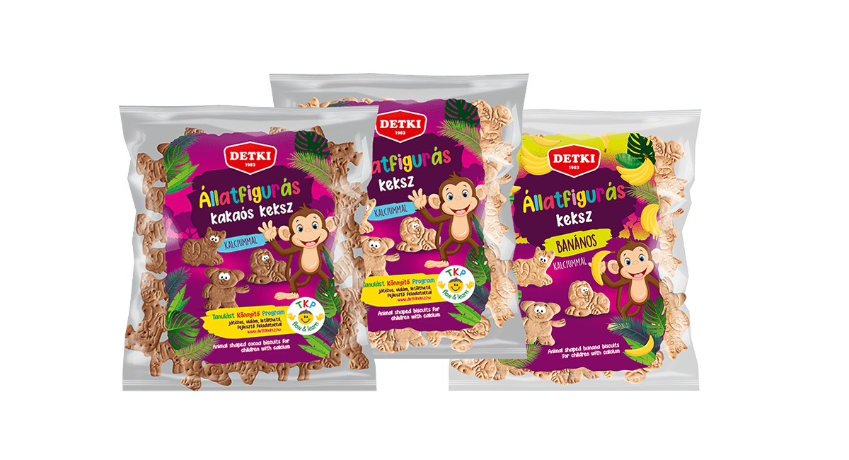 Detki Állatfigurás kakaós kekesz kalciummal 160g