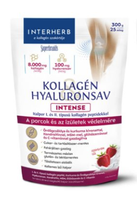 Interherb Kollagén & Hyaluronsav italpor INTENSE Eperkrém ízű 300g
